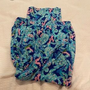 Sz L Blue Turtle Pattern Lilly Pulitzer Palazzo Pants